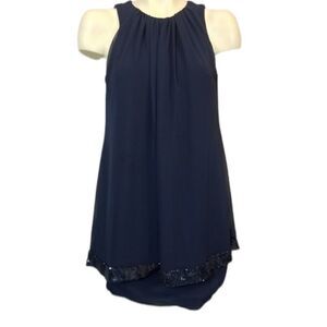 Betsy & Adam Navy Sequined Shift Dress‎ Sz 6